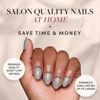 Picture of Glamnetic Press On Nails - Pure Gray |Opaque Light Gray Short Oval False Nails, Reusable Stick On Fake Nails with Glue | Salon Quality | 15 Sizes - 30 Nail Kit