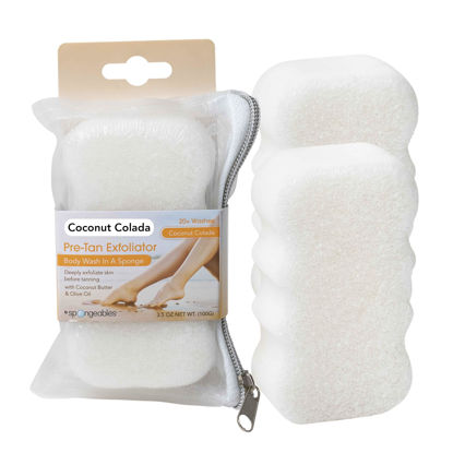 Picture of Spongeables Summer Ready Pre-tan Exfoliator 20+ Wash Sponges, Coconut Colada, 2 Count