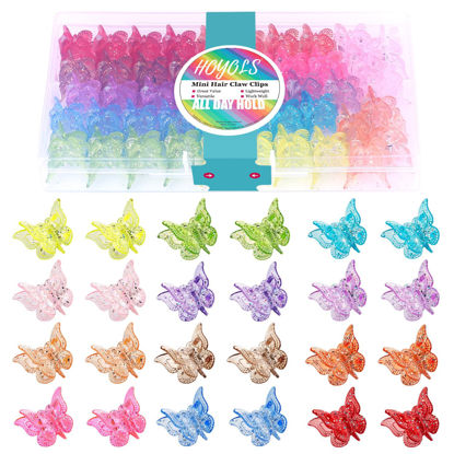 Picture of Hoyols Glitter Butterfly Hair Clips, 90s Y2K Sparkle Accessories for Girls Women Toddlers, Cute Small Jaw Claws, Assorted 12 Colors, 48 Pcs (Sparkle Candy)