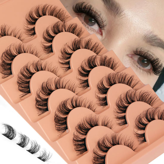 Picture of Natural Cluster Lashes D Curl Eyelash Extensions Wispy Individual Lashes Strips False Eyelashes DIY Lash Extensions Multipack by Eefofnn
