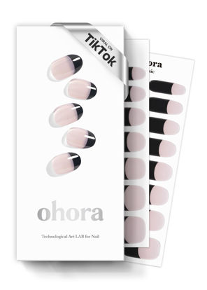Picture of ohora Semi Cured Gel Nail Strips (N Chic French) - Works with Any Nail Lamps, Salon-Quality, Long Lasting, Easy to Apply & Remove - Valentine's Day Gel Nail Wraps, Stickers, Romantic Gift Ideas