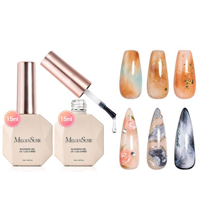 Picture of MelodySusie 2PCS Clear Blooming Gel for Nail Design, Marble Watercolor UV Gel Nail Polish, Spreading Effect Sheer Painting Gel Nail Art Supplies, Nail Salon Manicure at Home for Women, 0.53 Fl Oz