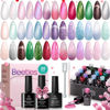 Picture of Beetles Pearl Gel Nail Polish Set - 20 Colors Cat Eye Glitter Pink Red Gel Polish Spring Mermaid Swirl Thread Effect Soak Off Uv Led White Blue Shell Thread Drawing Gel Polish DIY Manicure Art Gift