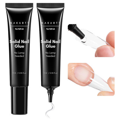 Picture of Makartt Nail Glue for Press On Nails: Solid Nail Gel No Lamp Needed Soft Acrylic Gel Nail Tips Fake Nails, Easy to Control Clear Nail Glue Gel for Nail Art DIY Home Manicure Pedicure 10ml(10ml*2)