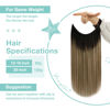 Picture of YoungSee Wire Hair Extensions Real Human Hair Balayage Wire Extension with Adjustable Clips Dark Brown Roots Blending into Medium Brown with Warm Blonde Highlights Real Hair Wire Extensions 18Inch 80G