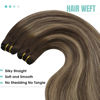 Picture of YoungSee Weft Hair Extensions Balayage Sew in Hair Extensions Dark Brown Fading to Caramel Blonde Mix Brown Balayage Human Hair Weft Extensions No Smell No Shedding 16Inch 100G