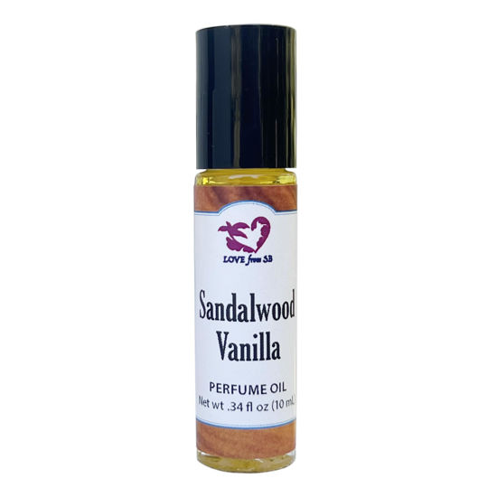 Picture of Sandalwood Vanilla Perfume Oil | .03 oz/10 ml Roll On Bottle with Organic Jojoba Oil | Convenient, fits in your purse or travel bag | Made in Santa Barbara, California (Sandalwood Vanilla)