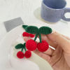 Picture of 2Pcs Girls Hair Clips, Handmade Crochet Sweet Cherry Shape Hair Barrettes, Manual Knitted Cute HairPins Alligator Clip Hand-Woven Creative Hair Slide, Fashion Hair Accessories for Kids Teens Gifts