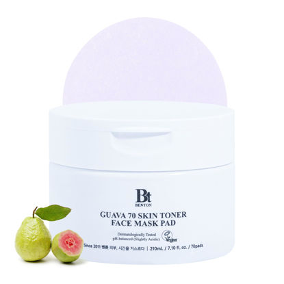 Picture of BENTON Guava 70 Skin Toner Face Mask Pad 70 Sheets - Valentines Day Gifts for Her, Skin Soothing and Moisturizing Effect for All Skin Types, Elastic Skin, Pore Care, Korean Skin Care
