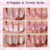 Picture of Press on Nails Short 10 Styles, Jofay Fashion 240Pcs Salon-Like Fake Nails with Cat Eye Nails & French Tip Press on Nails Designs, Artificial Acrylic Nails Gel Glue on Nails Stick on Nails for Women