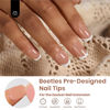 Picture of Beetles Press On Nails Square- French Tip Nails 210pcs Short Square Brown Soft Gel Nail Tips Pre-applied Tip Primer No Need File False Nails for Nail Art DIY 15 Sizes