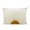 Picture of Sunshine Ray Makeup Bag Natural Linen Zipper Pouch Makeup Bag Tech Accessory Bag Mid Centry Boho Decor Travel Accessory Pouch