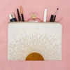 Picture of Sunshine Ray Makeup Bag Natural Linen Zipper Pouch Makeup Bag Tech Accessory Bag Mid Centry Boho Decor Travel Accessory Pouch