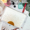 Picture of Sunshine Ray Makeup Bag Natural Linen Zipper Pouch Makeup Bag Tech Accessory Bag Mid Centry Boho Decor Travel Accessory Pouch