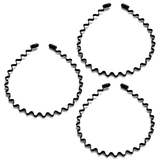 Picture of KELUBATU Metal Hair Band, Unisex Black Metal Headband, Wavy Stylish Design Metal Headband for Men, Adjustable Metal Headband for Outdoor Sports and Daily Wear. (3 Pcs)