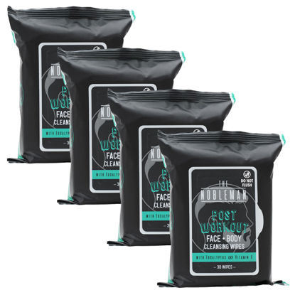 Picture of The Nobleman 4-Pack Face + Body Cleansing Wipes: 4 Post Workout Packs with Eucalyptus and Vitamin C (120 Ct.)