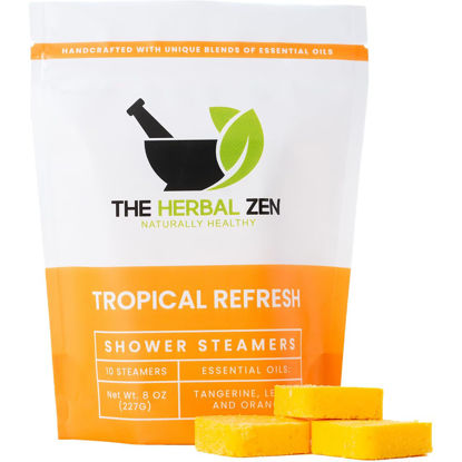 Picture of Tropical Refresh Shower Steamers Aromatherapy with Citrus Essential Oils,Made in the USA Shower Bomb Aromatherapy, Self Care Gift, Spa Day Gifts, Birthday Gifts, Gift for Her
