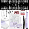 Picture of SAVILAND Pro Gel X Nail Kit 30-Day Wearing: Short Almond 12 Sizes Gel Nail Kit With Nail Drill 500 PCS Gel X Tips Strong Nail Glue Gel U V Nail Lamp Portable for Nail Extension Salon DIY Gifts Women