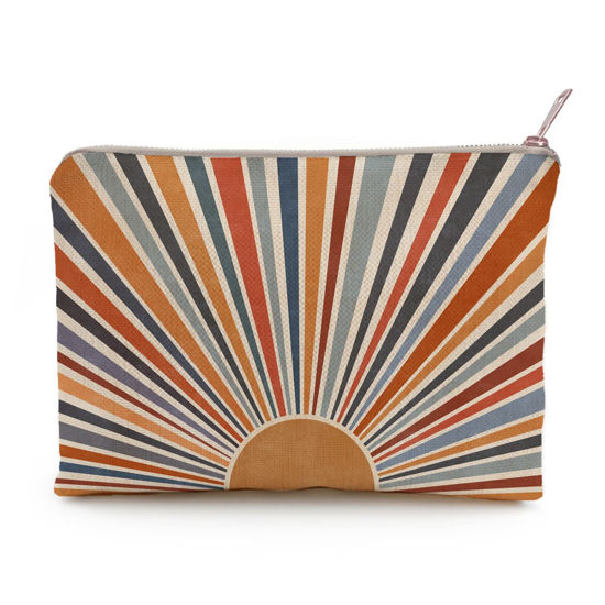 Picture of Sunshine Makeup Bag, Natural Linen, Zipper Pouch, Retro Makeup Bag, Tech Accessory Bag, Best Friend Gift, Art or Journaling Pouch, Gift For Her