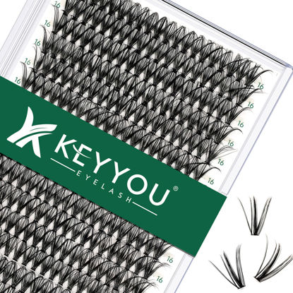 Picture of Lash Clusters 300pcs Individual Lashes 30D 0.07D Curl 16mm DIY Eyelash Extension KEYYOU Large Tray Volume Soft&Natural Cluster Lashes(30D-0.07D,16）