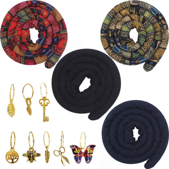 Picture of 4 Pieces Spiral Lock Hair Tie Dreadlock Hair Tie for Women and Men Braids Dreadlock Accessories Colorful Dread Ties for Braids Loc Thick Curly Hair (Multi)