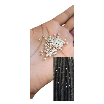 Picture of Bead It Wear It Love It Metal Loc sprinkle Hair Beads, DreaLock Hair Accessories, Loc Jewelry (Sterling Silver Plated Brass, 8/0 3mm)