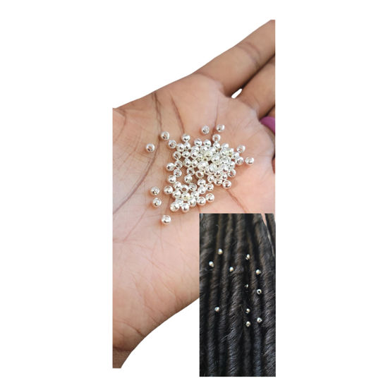 Picture of Bead It Wear It Love It Metal Loc sprinkle Hair Beads, DreaLock Hair Accessories, Loc Jewelry (Sterling Silver Plated Brass, 8/0 3mm)