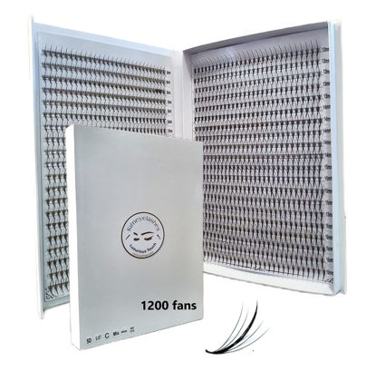 Picture of 1200 Wispy Premade fans 5D 0.07 Mixed Lengths 9-16mm 1000 fans 7D 0.05 Volume loose Lashes C D Curl Handmade Fan eyelash extensions Kimeyelashes promade fan (Curl C, 5D - 0.07 - Wispy 1200f)