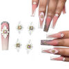 Picture of Set 10Pcs 3D Poinettia Flower -Nail Art Charms Handmade by Acrylic Powder Design Nail Art Floral Salon Decor, 3D -Flowers -Nails -Charms With Rhinestone Gems -For Women Girls (White 10 Pcs)