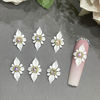 Picture of Set 10Pcs 3D Poinettia Flower -Nail Art Charms Handmade by Acrylic Powder Design Nail Art Floral Salon Decor, 3D -Flowers -Nails -Charms With Rhinestone Gems -For Women Girls (White 10 Pcs)