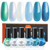 Picture of modelones Nail Polish Set, 6 Colors White Blue Green Glitter Quick Dry Mini Starter Kit, Long Lasting Art DIY Manicure Set at Home for Women Girls