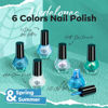Picture of modelones Nail Polish Set, 6 Colors White Blue Green Glitter Quick Dry Mini Starter Kit, Long Lasting Art DIY Manicure Set at Home for Women Girls