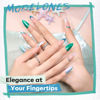 Picture of modelones Nail Polish Set, 6 Colors White Blue Green Glitter Quick Dry Mini Starter Kit, Long Lasting Art DIY Manicure Set at Home for Women Girls