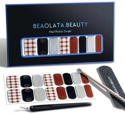 Picture of Beaolata Nail Polish Strips, 32 Nail Wraps, Nail Stickers, Gel Nail Strips, Easy Apply& Remove, Long Lasting, Safe for Nails, Salon Quality (Black and red)