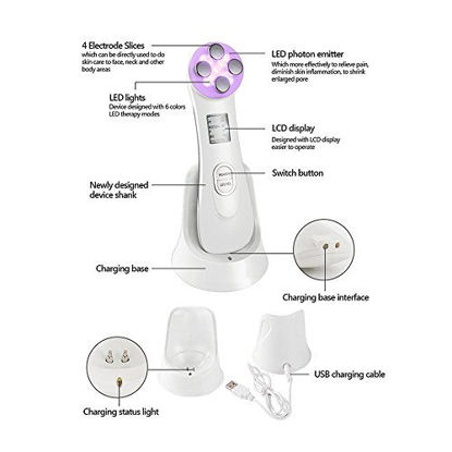 Picture of ?Hot Sale?5in1 Facial Massager, Rechargeable Vibration LED Light Photon Therapy Device Collagen Boost Facial Skin Firming Beauty Skin Care and Lifting Care SPA Massager Anti-wrinkle Anti-aging