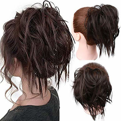 Picture of FORCUTEU Messy Bun Hair Tousled Updo Hair Piece Scrunchies Synthetic Wavy Bun Extensions Rubber Band Elastic Scrunchie Chignon Instant Ponytail for Women