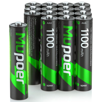 Picture of Mupoer 16 Pack Rechargeable AAA Batteries, 1100mAh Ni-MH Triple A Battery, High Capacity and Low Self Discharge Batteries,1.2V Triple AAA Batteries