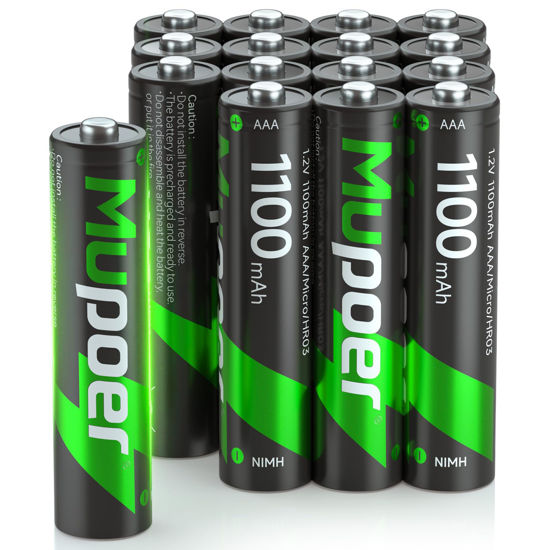 Picture of Mupoer 16 Pack Rechargeable AAA Batteries, 1100mAh Ni-MH Triple A Battery, High Capacity and Low Self Discharge Batteries,1.2V Triple AAA Batteries