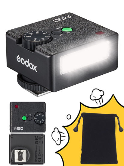 Picture of Godox Flash Godox iM30 Mini Flash - Camera Flash GN 15, 7 Power Levels, IM 30 Mini Manual Flash for Canon/Sony zv1/Sony zve10 /Ricoh gr3/Nikon/Fuji f1-230 Full-Power Flashes/6500K±200K/3.6S Recycle