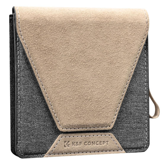 Picture of K&F Concept Lens Filter Case 4 Pocket, Leather Carrying Filters Bag Pouch for Square ND CPL etc Filters up to 100x100mm, Designed NANO-X Series Square Bracket 100mm