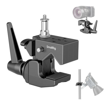 Picture of SmallRig Super Clamp Kit, Heavy Duty Max Load 33lb /15kg, with a 1/4"-20 & a 3/8"-16 Top Screw on a 5/8" Stud, for Photography Studio Video Camera Lighting, for Round Pipe and Flat Surface
