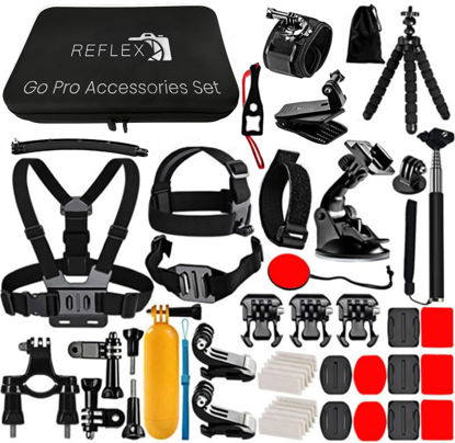 Picture of REFLEX CAMERA 50 in 1 Action Camera Accessories Kit for the new GoPro Hero 13 and Hero 9-12, DJI Osmo Action 2, 3, 4, Pro 5, Insta360 Ace Pro/Ace Pro 2 Akaso and other Sports Cameras & Durable Case