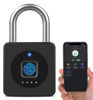 Picture of eLinkSmart Fingerprint Gym Locker Lock, Keyless Biometric Padlock, Weatherproof Electronic Digital Bluetooth App Smart Combo Pad Lock for Outdoor Fence Gate School Locker Storage Pool Shed - Black