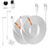 Picture of 2-Pack 20ft Power Extension Cable Compatible with Wyze Cam v4,Wyze Cam Pan v3,Wyze OG,Wyze Cam v3 and v3 Pro Security Cameras - 6m Long Flat USB to Micro USB Charging Cord with L-Shaped Adapter, White