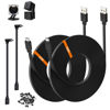 Picture of 2-Pack 20ft Power Extension Cable Compatible with Wyze Cam v4,Wyze Cam Pan v3,Wyze OG,Wyze Cam v3 and v3 Pro Security Cameras - 6m Long Flat USB to Micro USB Charging Cord with L-Shaped Adapter, Black