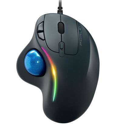 Picture of RGB Wired Trackball Mouse, Ergonomic Comfort Design Reduces Muscle Strain, Easy Thumb Control, Precision Tracking with 5 Adjustable DPI, Rollerball Mouse Compatible for PC, Laptop, Mac, Windows
