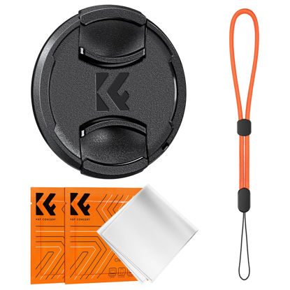 Picture of K&F Concept 52mm Lens Cap Cover, 4-in-1 Center Pinch Lens Cover + Anti-Loss Keeper Leash + Microfiber Cleaning Cloth Kits Compatible with Nikon, Canon, Sony, Fujifilm Camera Lenses