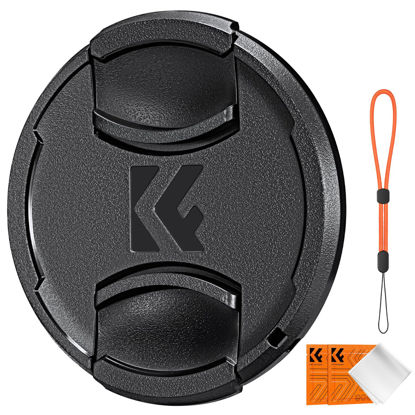 Picture of K&F Concept 86mm Lens Cap Cover, 4-in-1 Center Pinch Lens Cover + Anti-Loss Keeper Leash + Microfiber Cleaning Cloth Kits Compatible with Nikon, Canon, Sony, Fujifilm Camera Lenses