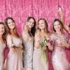 Picture of 20 Pack Foil Curtain Backdrop Pink Metallic Tinsel Foil Fringe Curtains Photo Booth Props for Birthday Wedding Engagement Baby Shower Bachelorette Christmas Holiday Celebration Party Decorations
