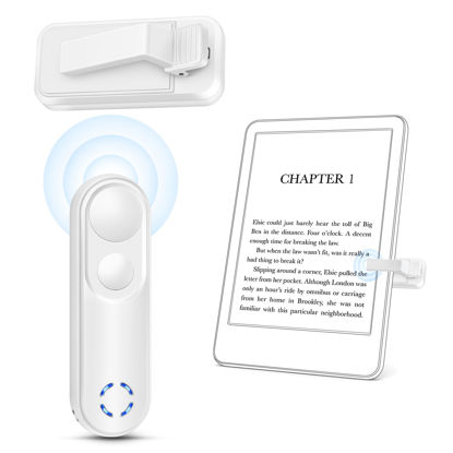 Picture of Smanu Kindle Page Turner, Remote Control Clicker Page Turner for Kindle Paperwhite Oasis Scribe iPad Tablet Kobo Kindle Accessories, Camera Remote Shutter Selfie Controller with Wrist Strap(White)